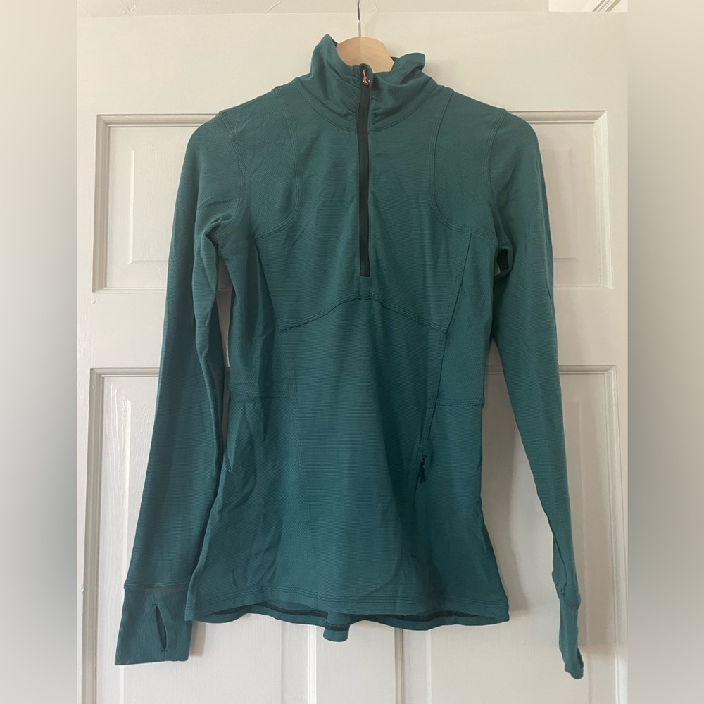 Lululemon Teal Green Striped Quarter Zip